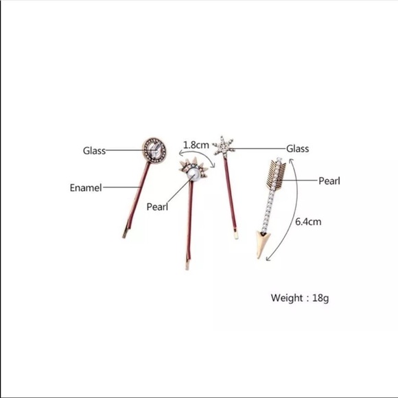 Anthropology Boho Hair pins set pearl rhinestone antique look - Picture 4 of 4